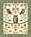 Floral Owl Woodland Animal Design Rug