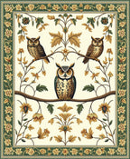 Floral Owl Woodland Animal Design Rug