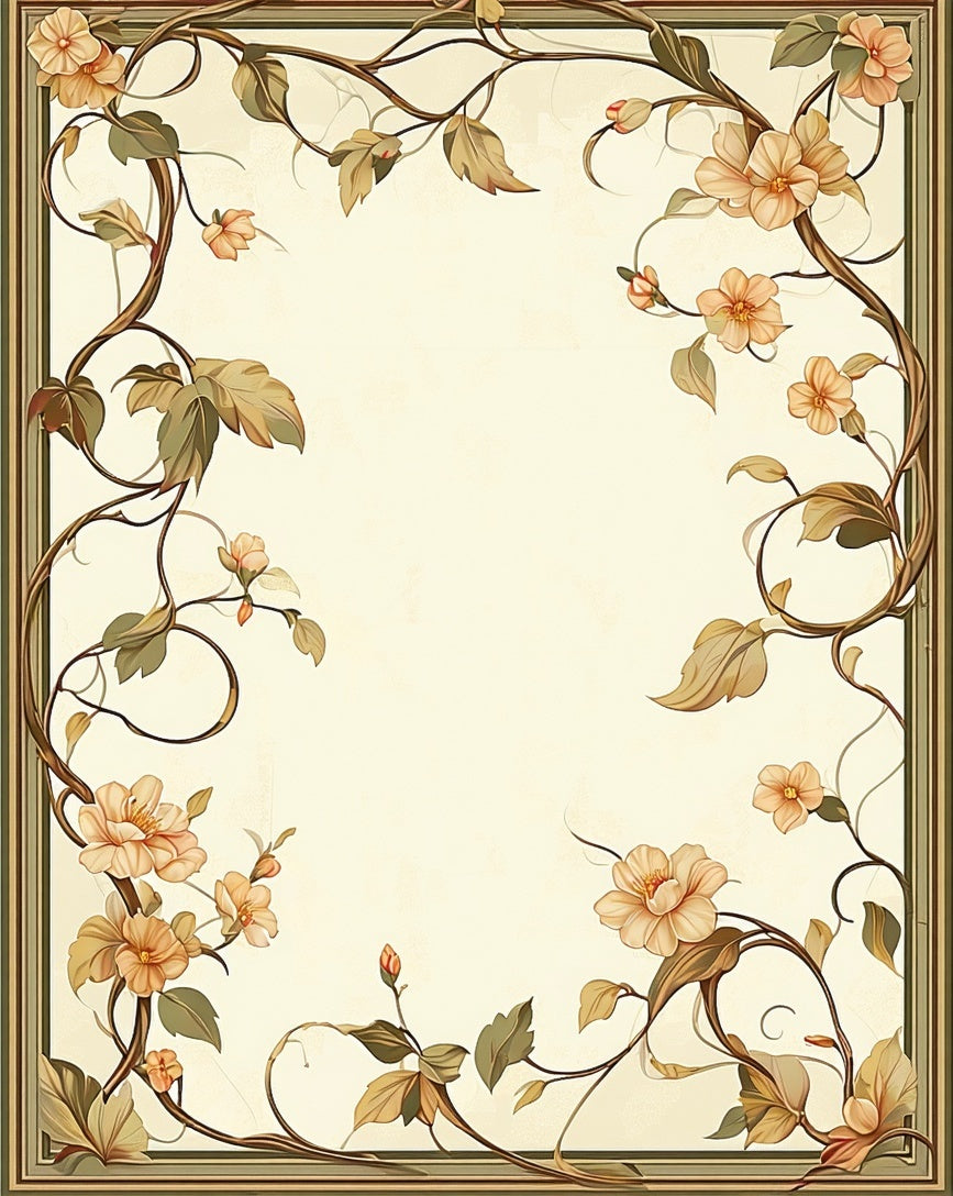 Soft Floral Vine Border Design Rug