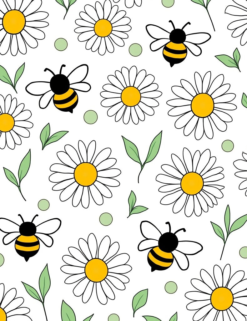 Daisies and Bees Playful Pattern Rug