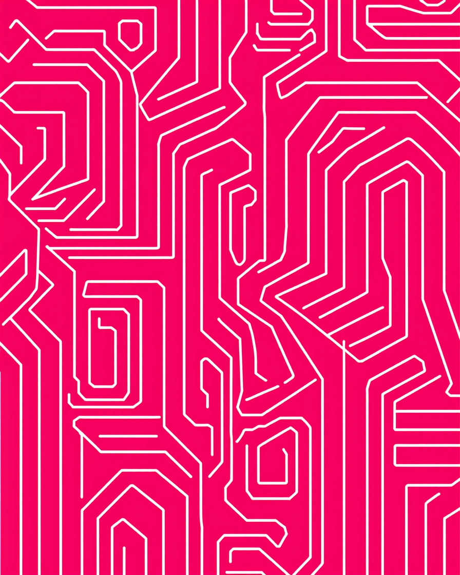 Circuit Board Inspired Geometric Design Rug