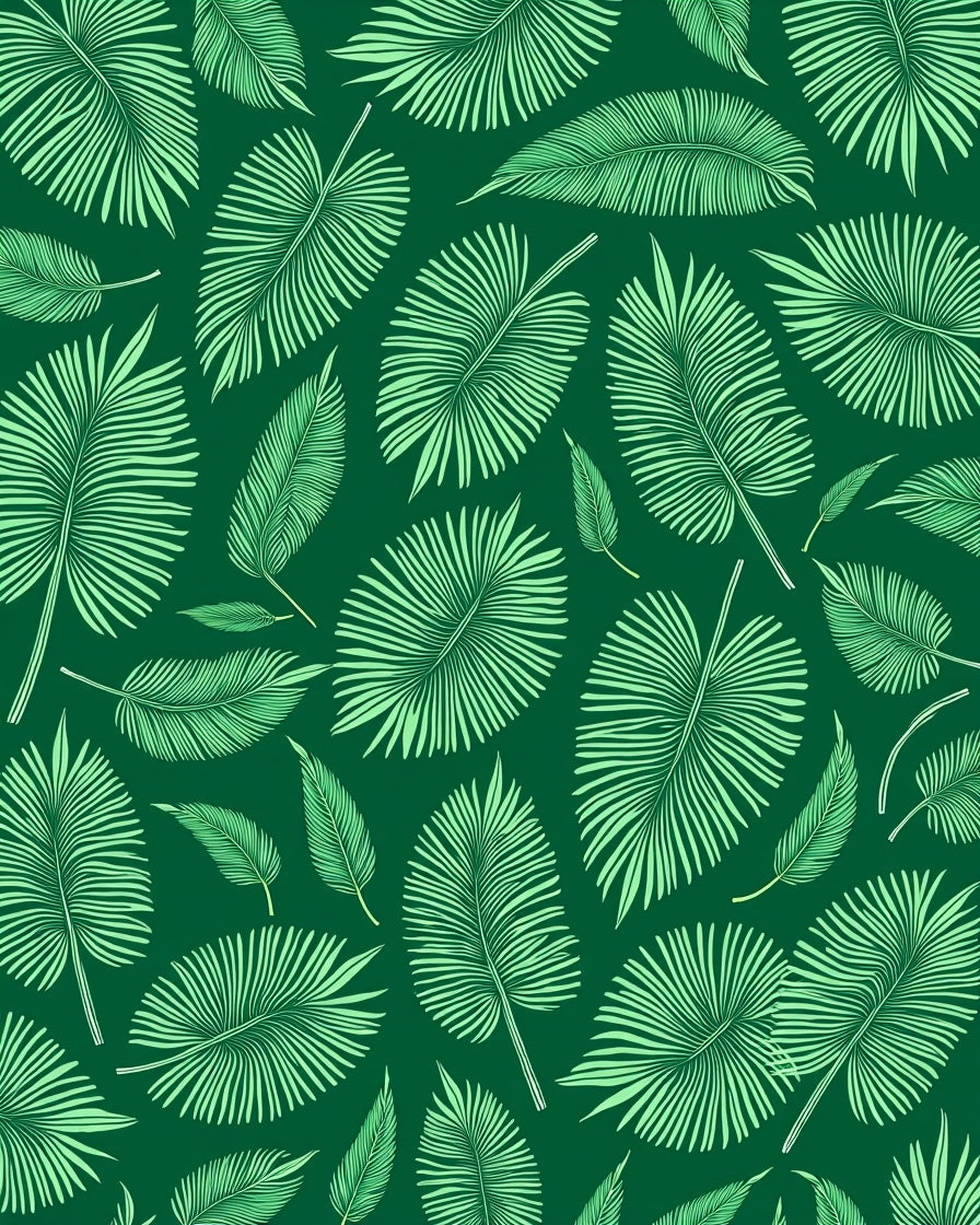 Tropical Palm Leaf Pattern Rug