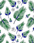 Green Blue Feather Floral Pattern Rug
