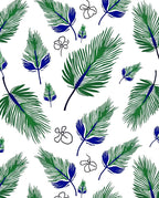 Green Blue Feather Floral Pattern Rug