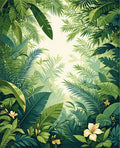 Lush Tropical Leafy Jungle Design Rug