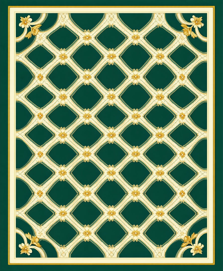 Classic Lattice Floral Pattern Rug