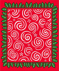 Red White Swirl Snowflakes Holly Border Rug