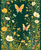 Whimsical Butterflies and Floral Garden Rug