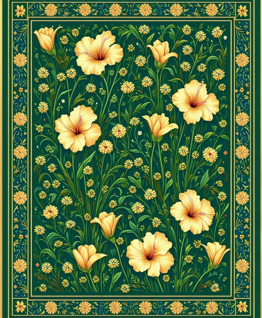Botanical Floral Garden Pattern Rug