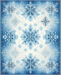Blue Icy Snowflake Pattern Rug