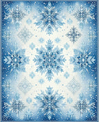 Blue Icy Snowflake Pattern Rug