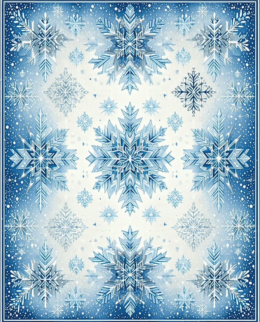 Blue Icy Snowflake Pattern Rug