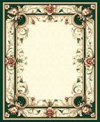 Ornate Floral Scrollwork Frame Design Rug