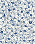 Navy Blue Abstract Botanical Pattern Rug