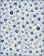 Navy Blue Abstract Botanical Pattern Rug