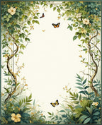 Earthy Greenery Butterfly Nature Print Rug