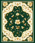 Elaborate Floral Scrollwork Emerald Rug