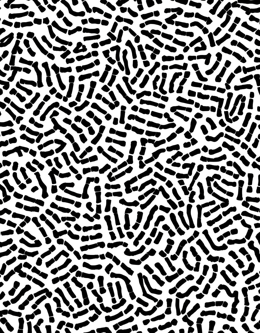 Bold Black White Organic Pattern Rug