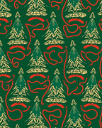 Green Red Gold Christmas Tree Ribbon Rug