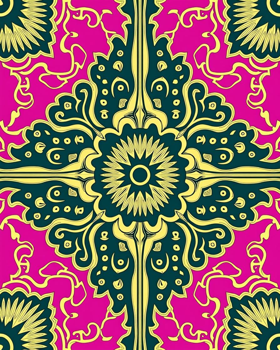 Ornate Floral Pattern With Pink Accents Rug