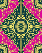 Ornate Floral Pattern With Pink Accents Rug
