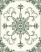 Emerald Green Floral Medallion Rug