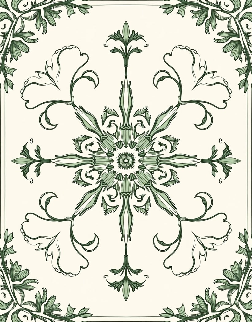 Emerald Green Floral Medallion Rug