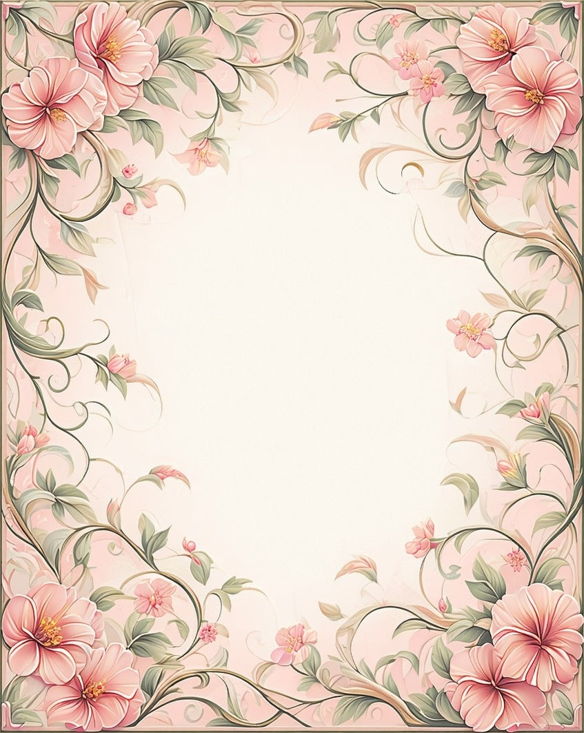 Soft Pink Floral Vine Design Rug
