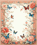 Whimsical Coral Pink Floral Butterfly Garden Rug
