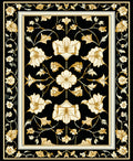 Elegant Black Gold Floral Design Rug