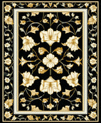 Elegant Black Gold Floral Design Rug