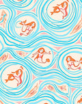 Playful Mermaid Ocean Waves Pattern Rug