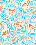 Playful Mermaid Ocean Waves Pattern Rug