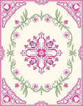 Framed Floral Vine Design Rug