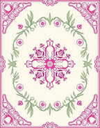 Framed Floral Vine Design Rug