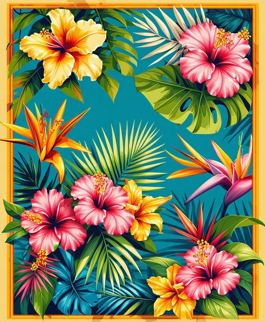 Vibrant Tropical Floral Paradise Rug