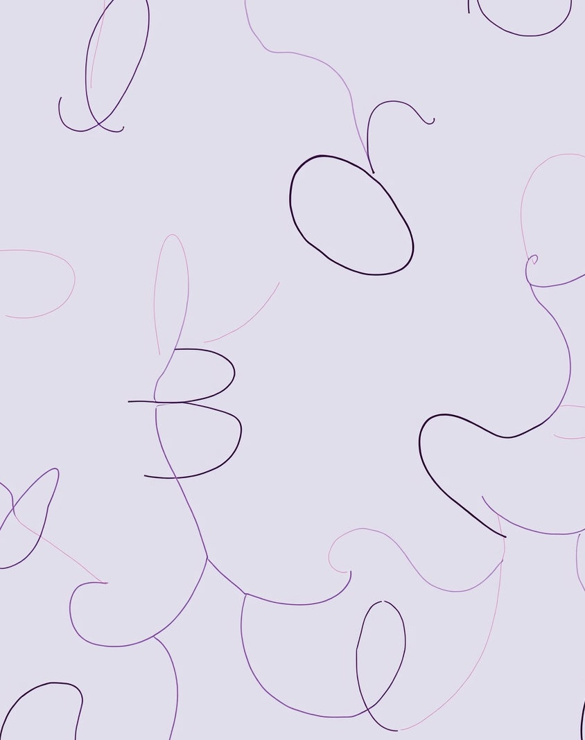 Abstract Line Art Lavender Rug