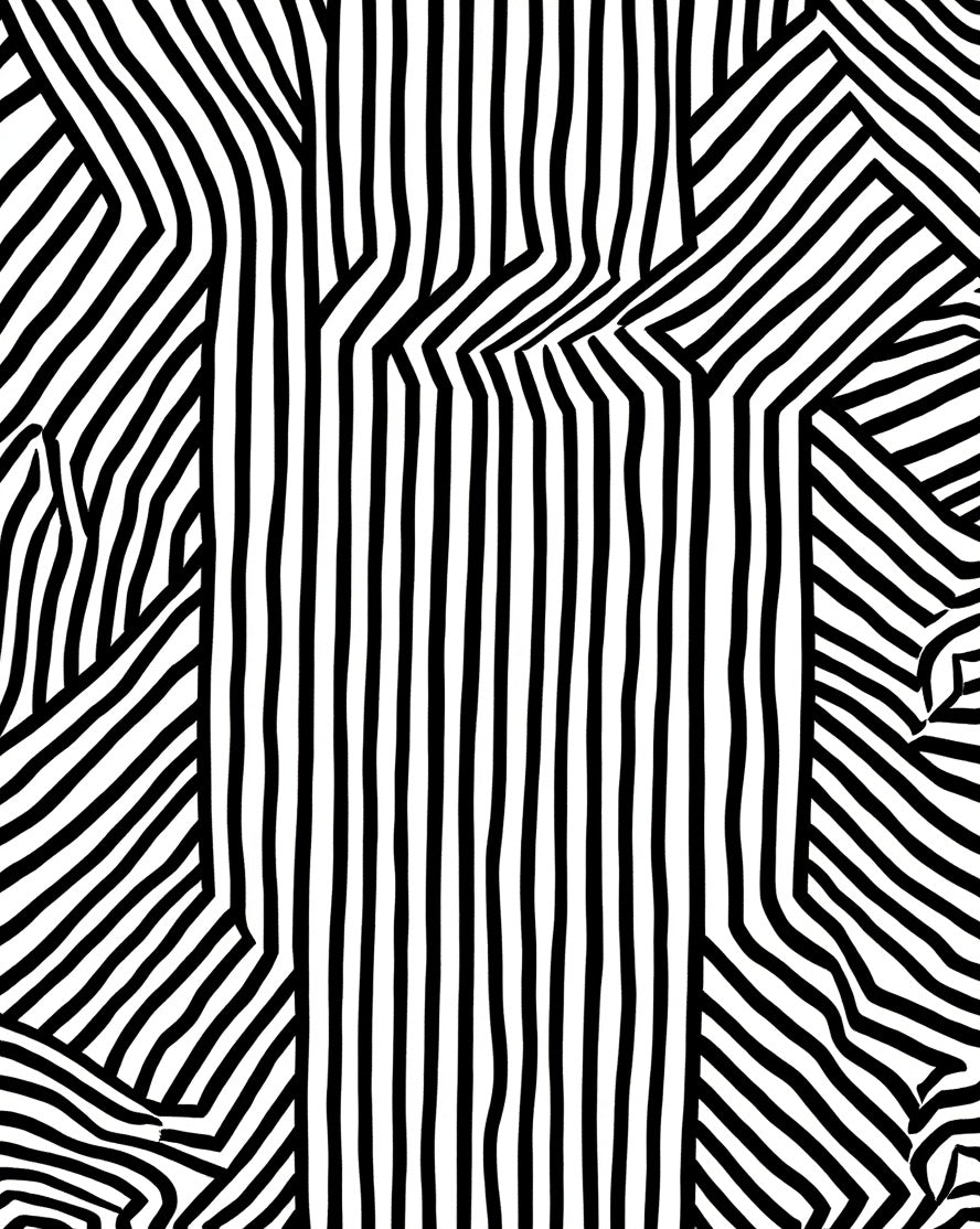 Striking Black White Geometric Lines Rug