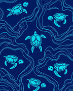 Ocean Turtles and Swirls Pattern Rug