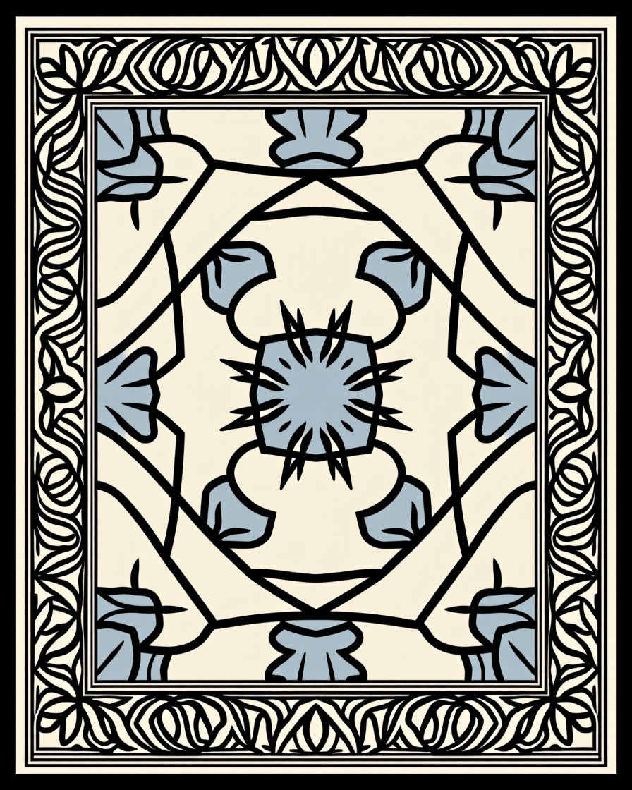 Classic Black Floral Mandala Rug