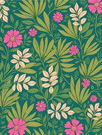 Vibrant Pink Floral Vine Pattern Rug