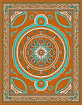 Mandala Border With Turquoise Accents Rug
