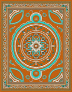Mandala Border With Turquoise Accents Rug