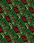 Abstract Crimson Green Organic Forms Rug