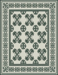 Dark Green Scrollwork Border Medallion Rug
