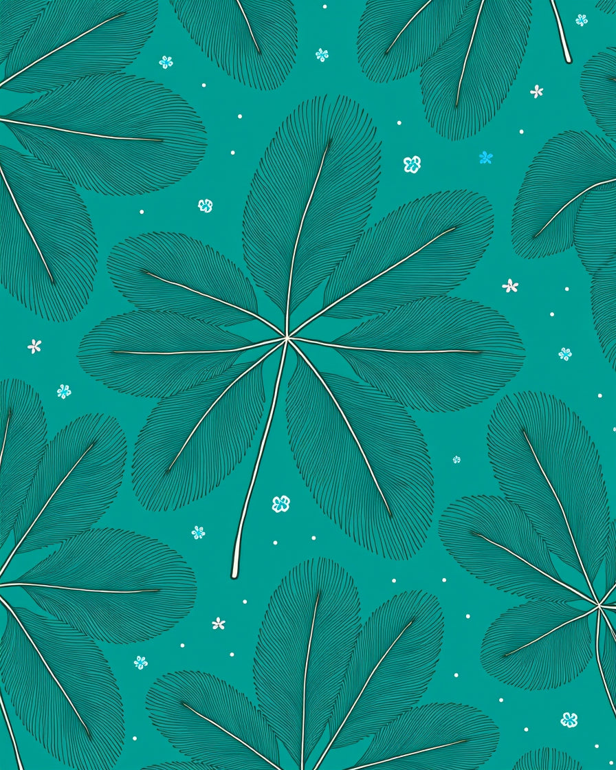 Teal Featherleaf Patterned Graphic Rug