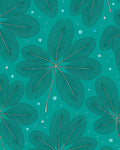 Teal Featherleaf Patterned Graphic Rug