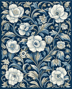Vintage Floral Silhouette Design Rug