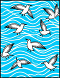 Coastal Seagulls On Blue Waves Design Rug