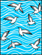 Coastal Seagulls On Blue Waves Design Rug